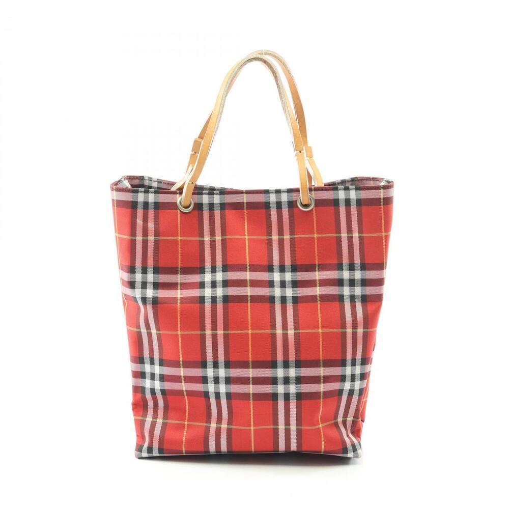 Burberry Nova Check Handbag, Canvas and Leather, Women's, Red/Brown Multicolor